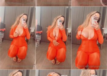 patty lopez de la cerda en sexy vestido naranja